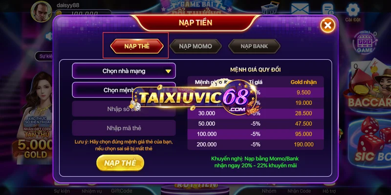 gửi tiền Vicplay