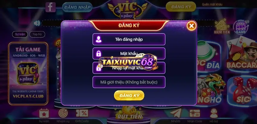 đăng ký tài khoản Vicplay